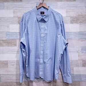 UNTUCKit Wrinkle Free Long Sleeve Shirt Blue Plaid Cotton Casual Mens XXXL XXXLC